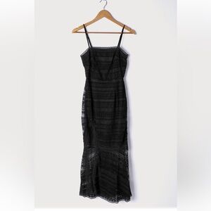Lulu’s Absolute Elegance Black Lace Sleeveless Midi Dress